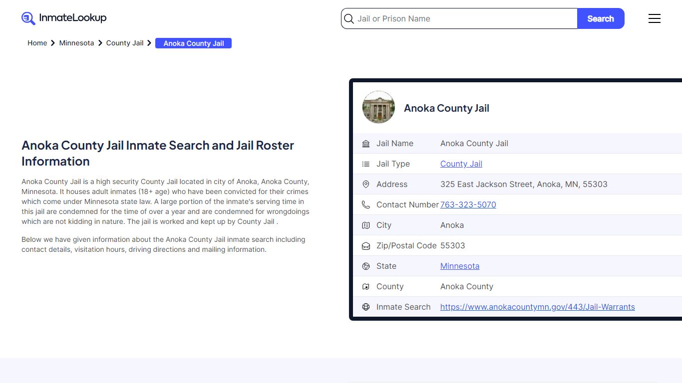 Anoka County Jail (MN) Inmate Search Minnesota - Inmate Lookup