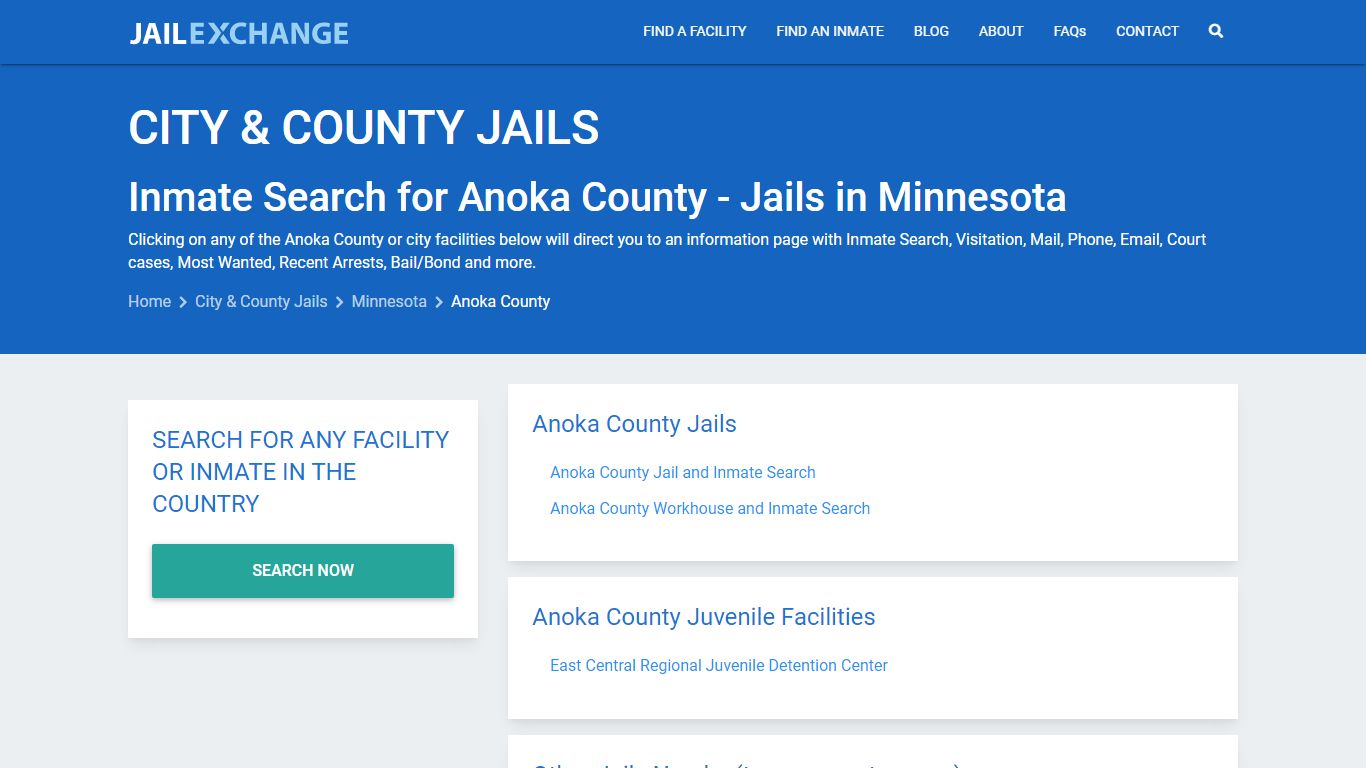 Inmate Search for Anoka County | Jails in Minnesota - Jail Exchange